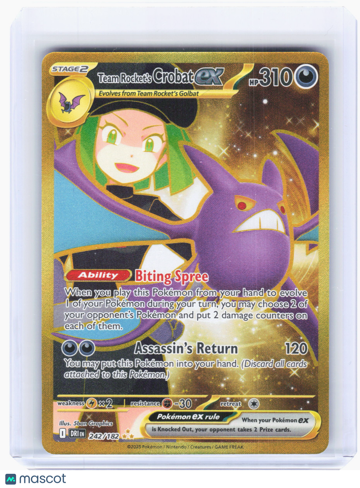 2025 Pokemon—Team Rocket's Crobat ex #242 Destined Rivals—Hyper Rare Holo