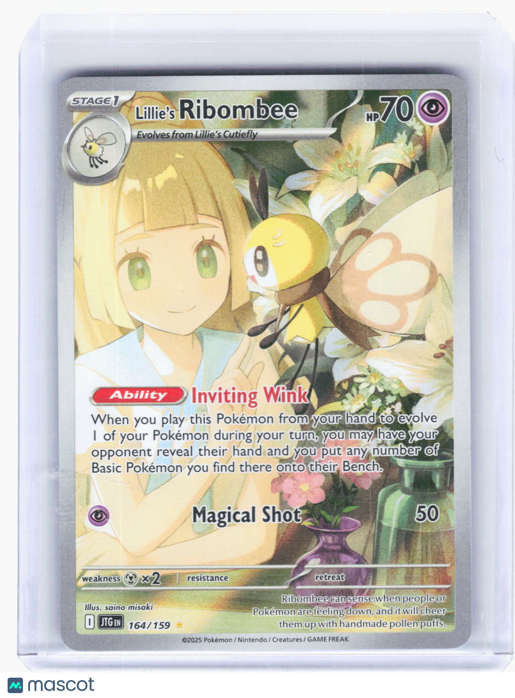 2025 Pokemon—Lillie's Ribombee #164 Journey Together—Illustration Rare Holo