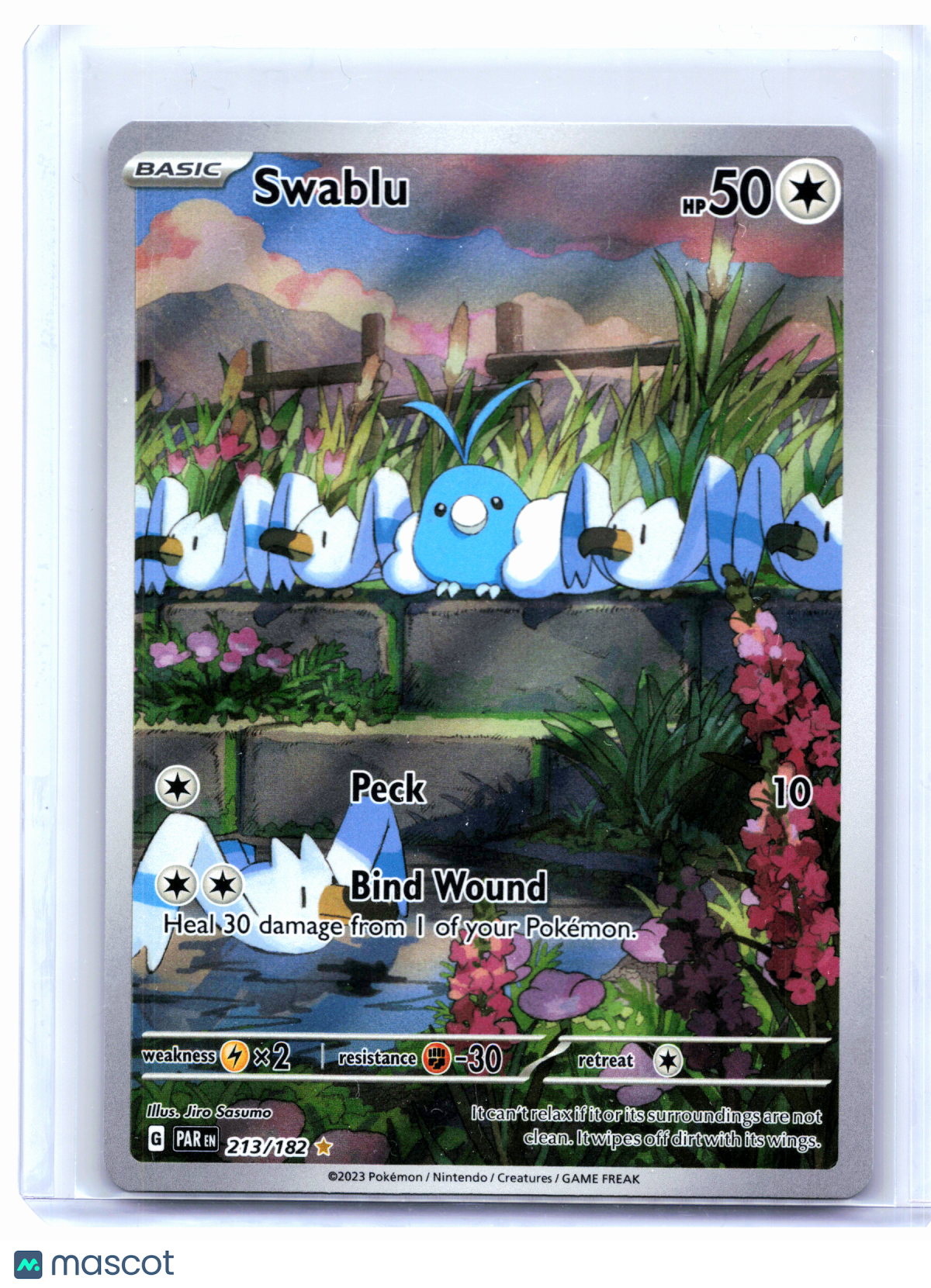 2023 Pokemon—Swablu #213/182 Paradox Rift—Illustration Rare Holo