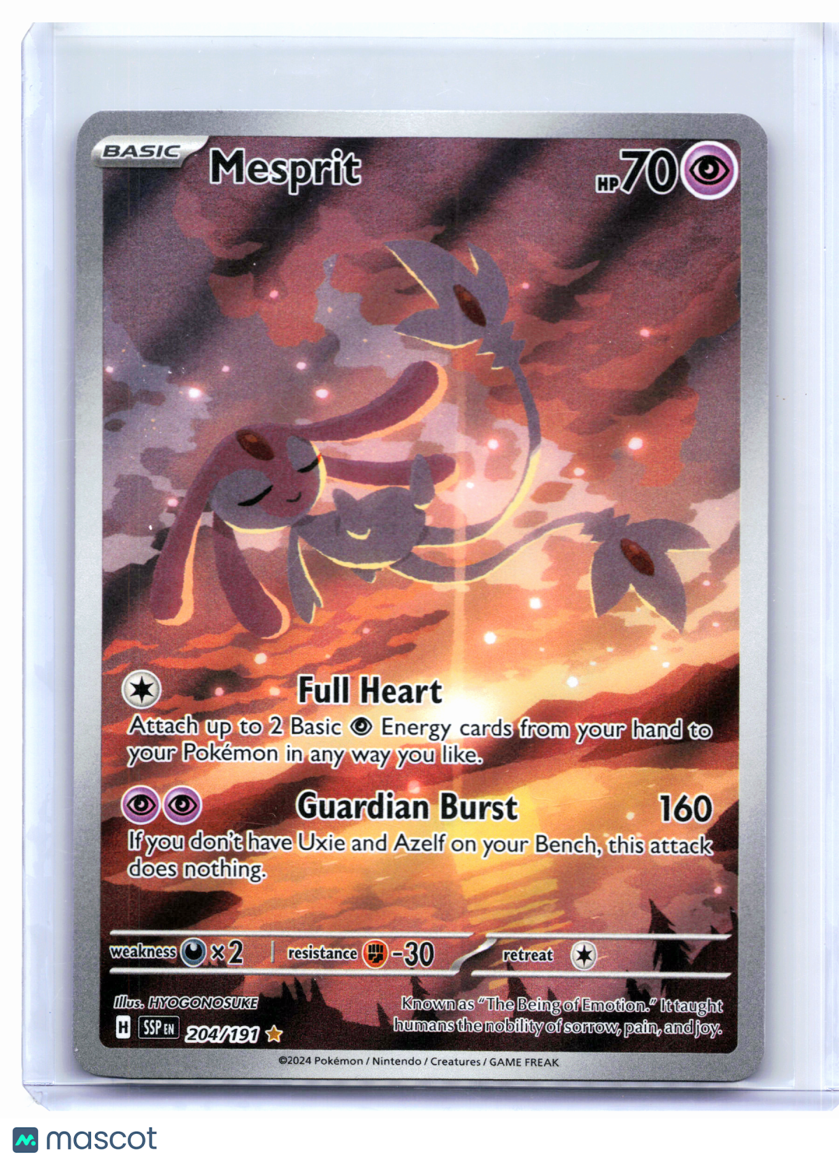2024 Pokemon—Mesprit #204/191 Surging Sparks—Illustration Rare Holo