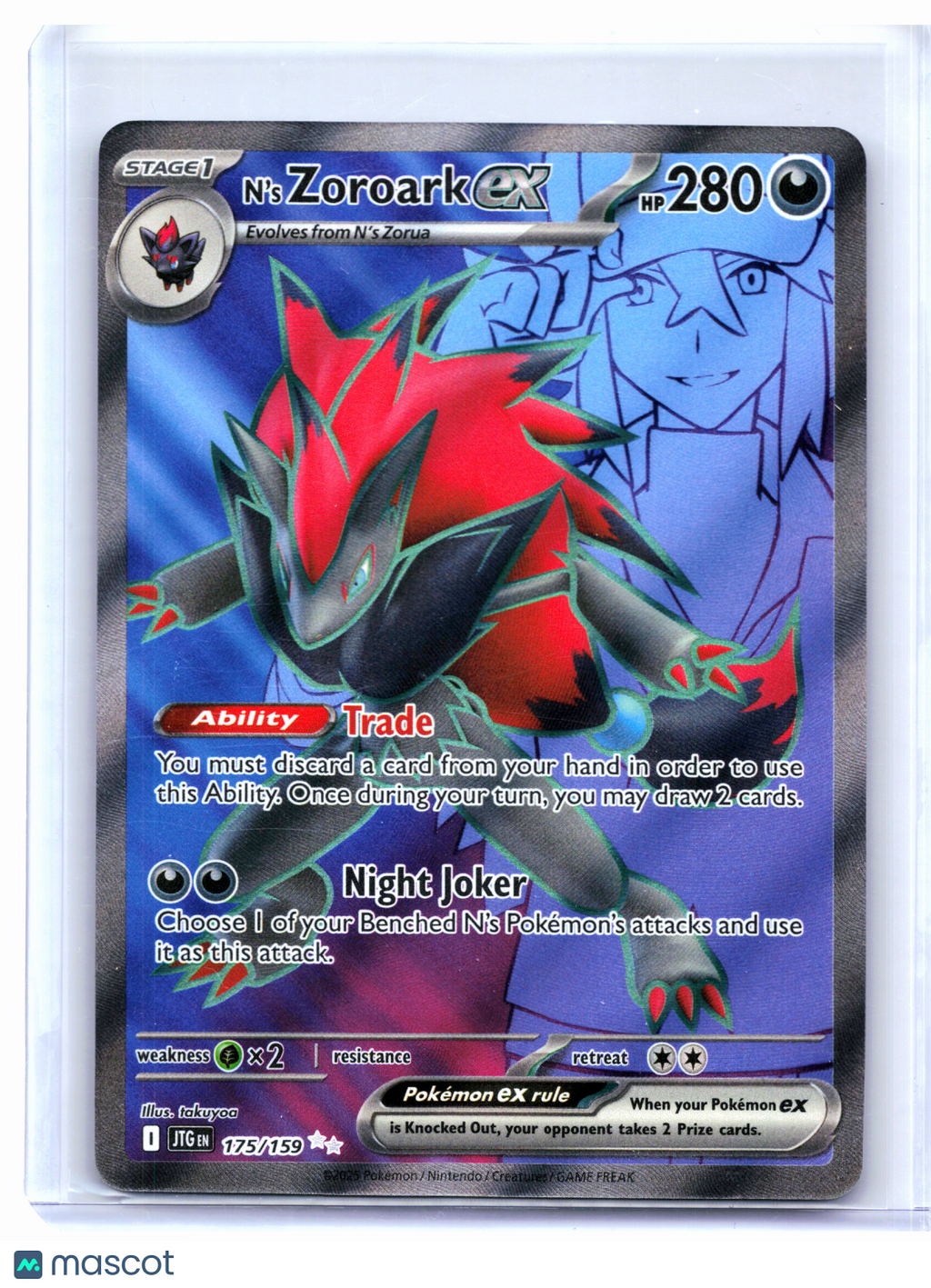2025 Pokemon—N's Zoroark ex #175/159 Journey Together—Ultra Rare Holo