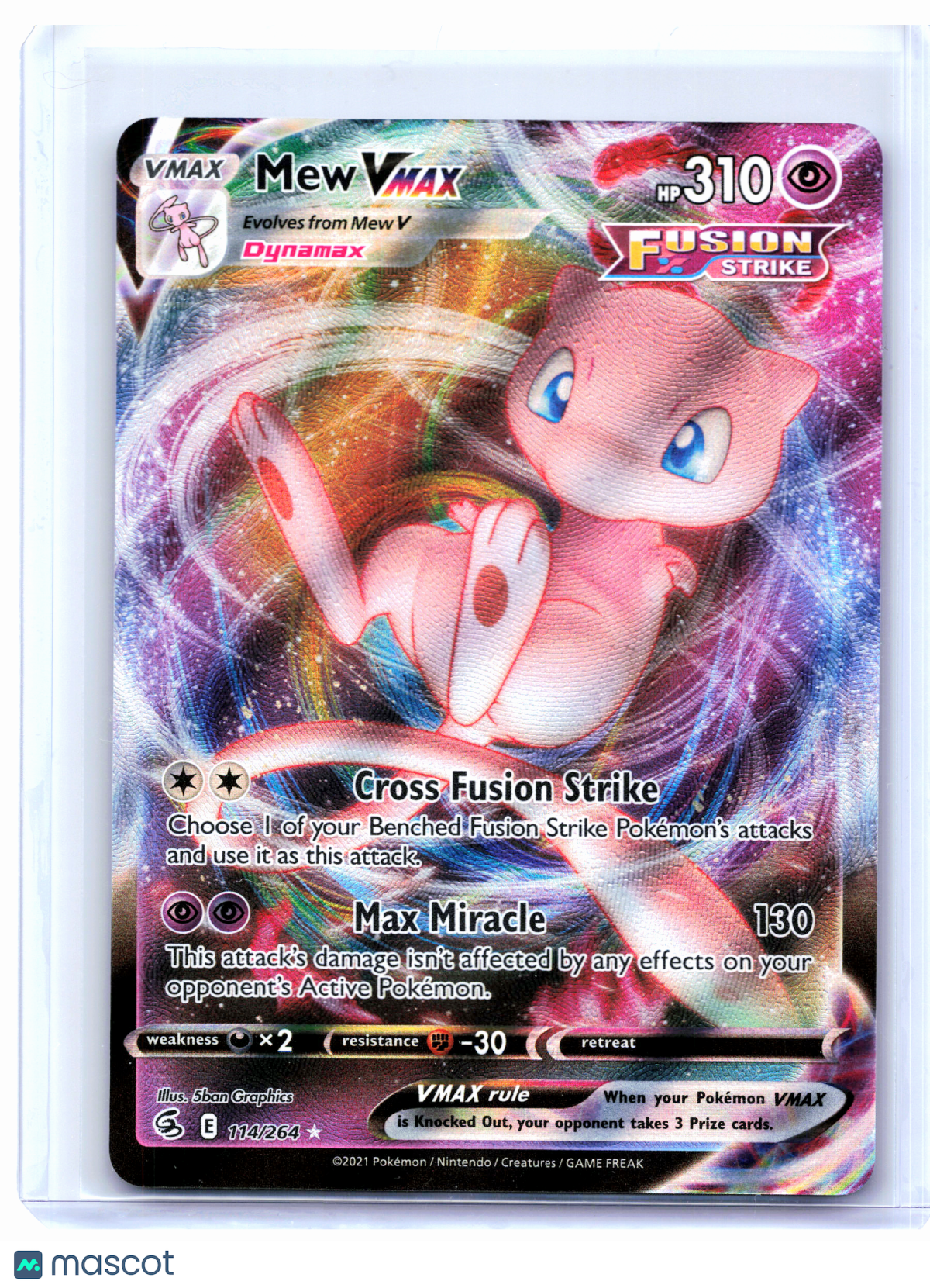 2022 Pokemon—Mew VMAX #114/264 Fusion Strike—Ultra Rare Holo