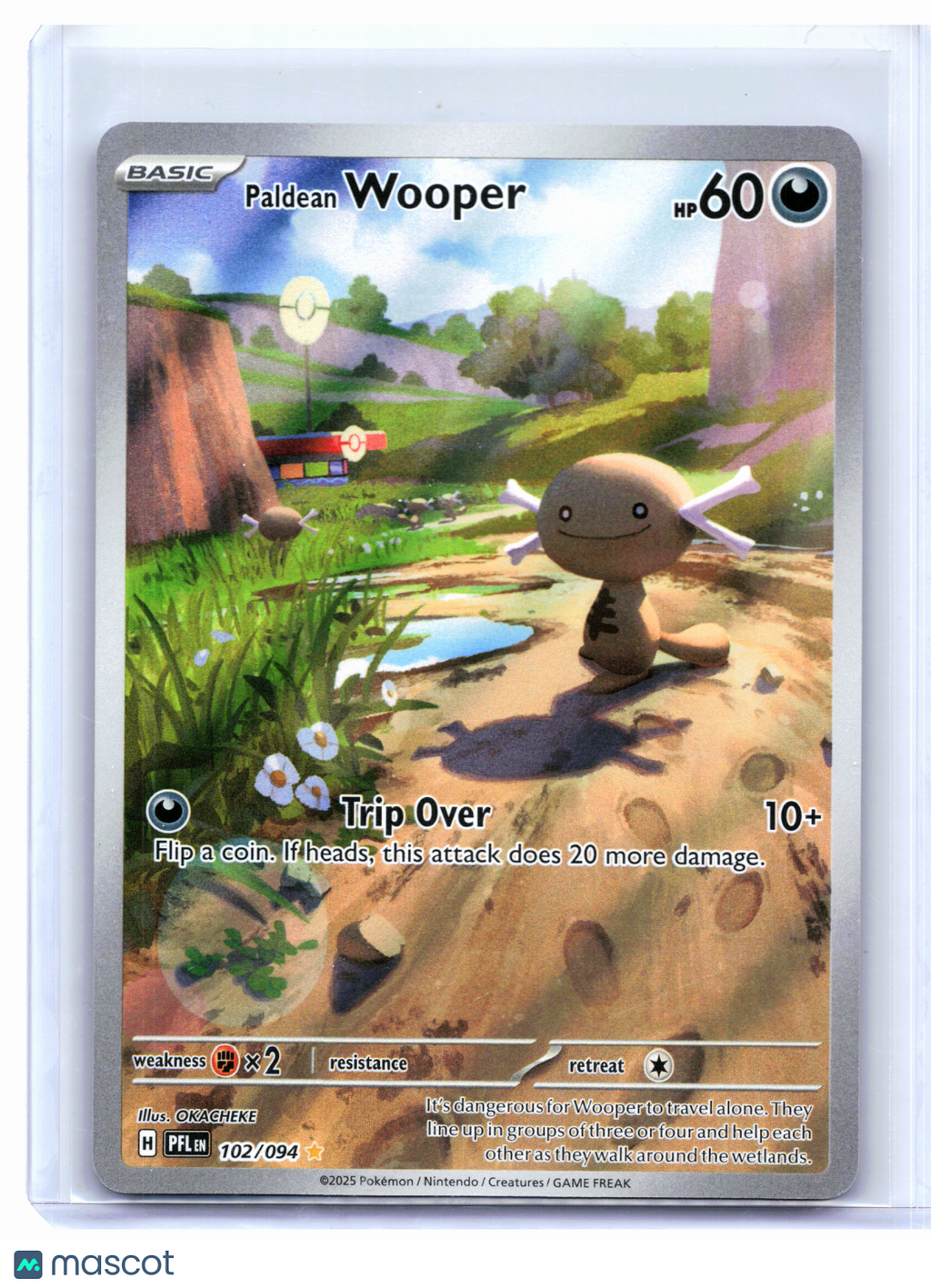 2025 Pokemon—Paldean Wooper #102/094 Phantasmal Flames—Illustration Rare Holo