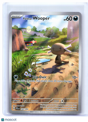 2025 Pokemon—Paldean Wooper #102/094 Phantasmal Flames—Illustration Rare Holo
