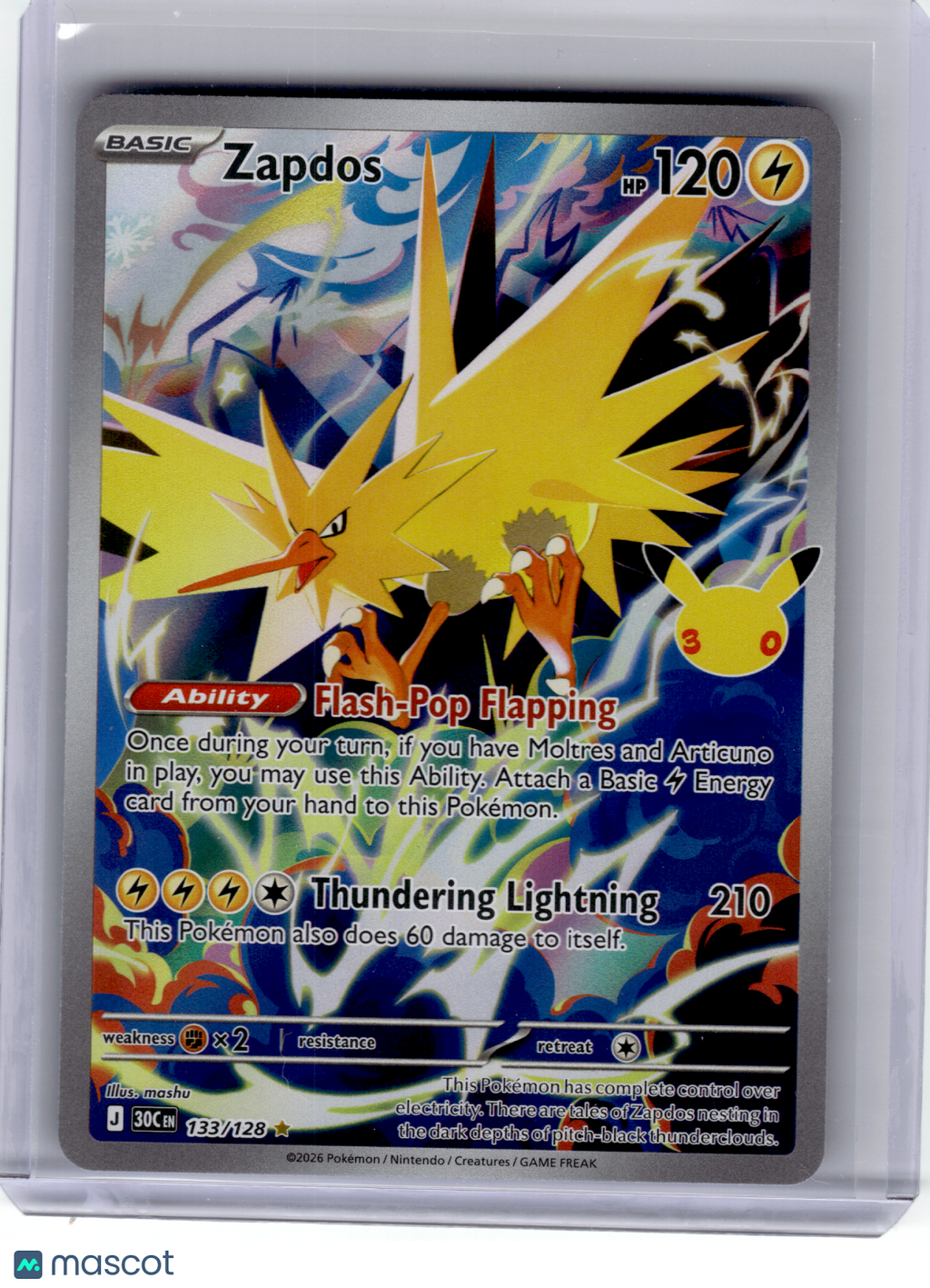 2026 Pokemon—Zapdos #133 30th Celebration—Illustration Rare Holo