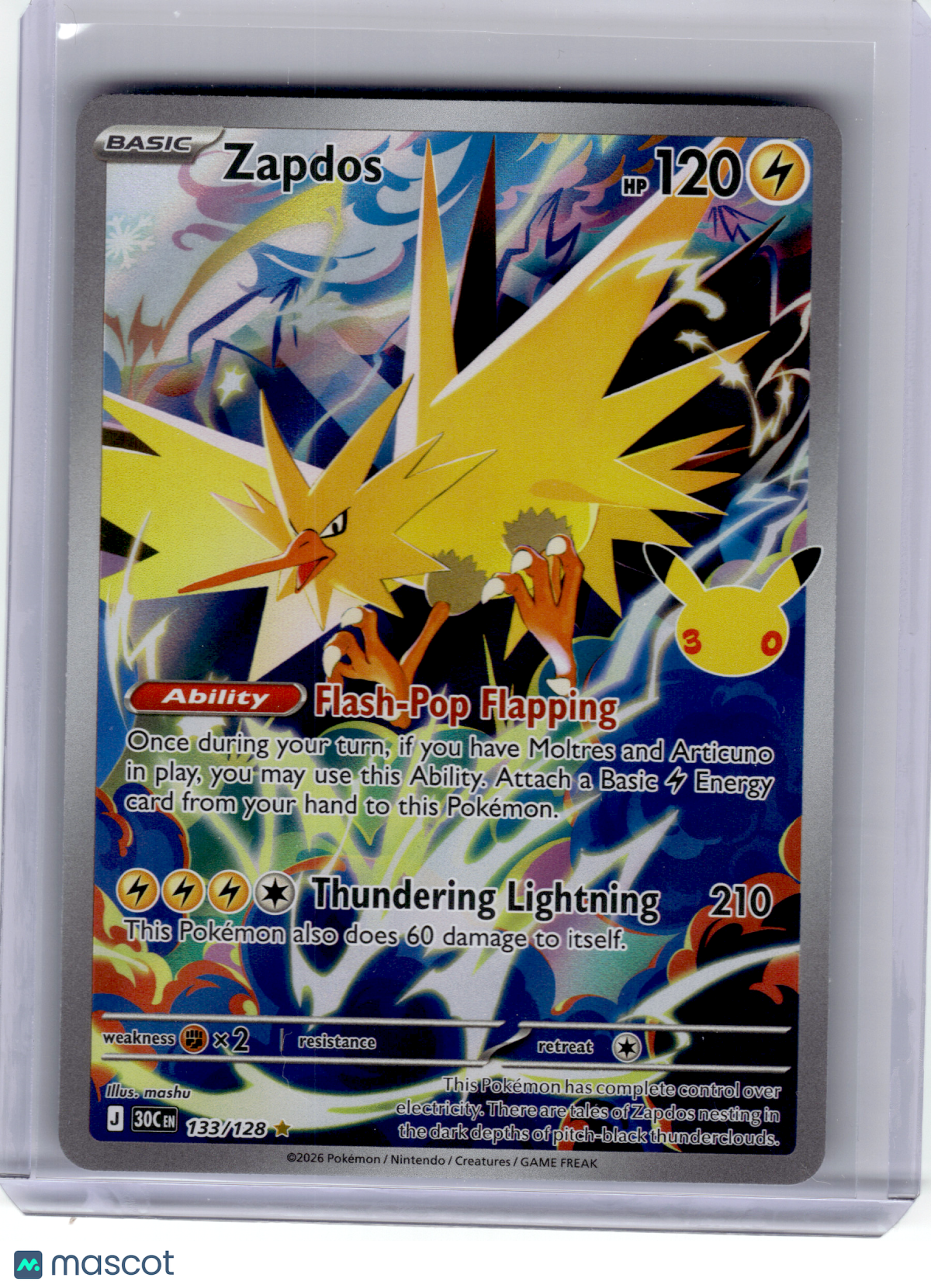 2026 Pokemon—Zapdos #133 30th Celebration—Illustration Rare Holo