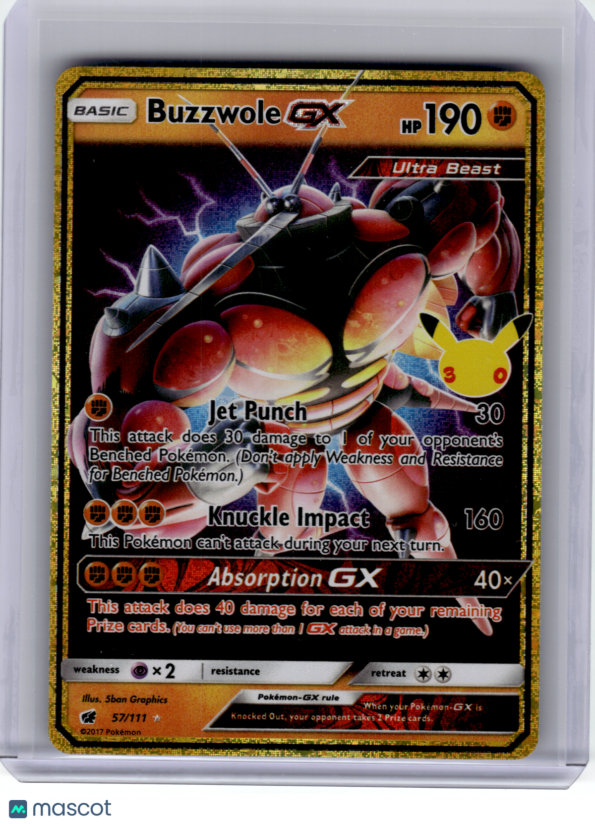 2026 Pokemon—Buzzwole GX #57 30th Celebration—Ultra Rare Holo