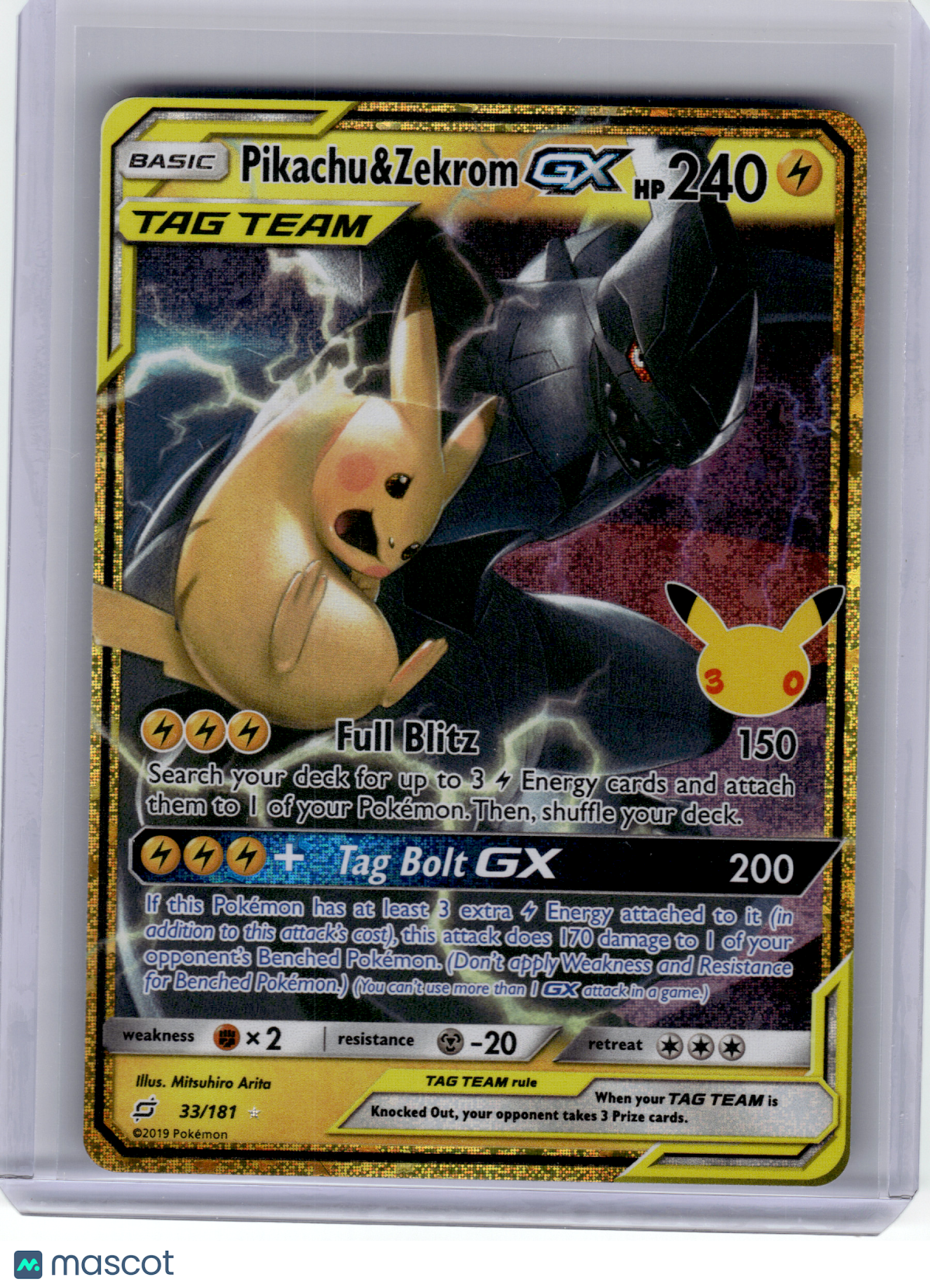 2026 Pokemon—Pikachu & Zekrom GX #33 30th Celebration—Ultra Rare Holo