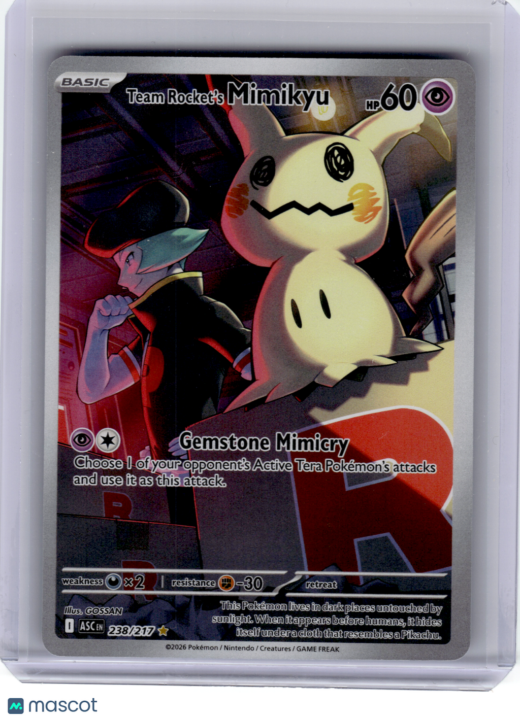 2026 Pokemon—Team Rocket's Mimikyu #238 Ascended Heroes—Illustration Rare Holo