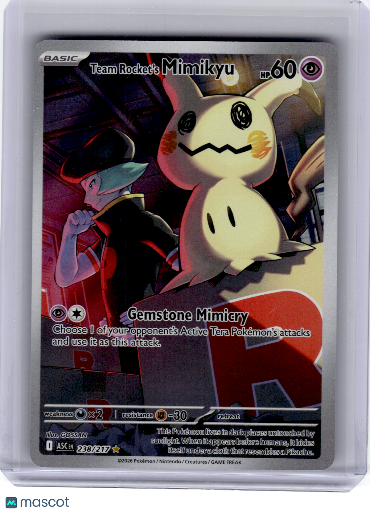 2026 Pokemon—Team Rocket's Mimikyu #238 Ascended Heroes—Illustration Rare Holo