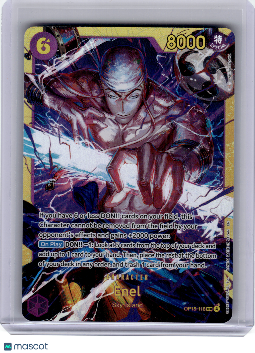 2026 One Piece Card Game—Enel #OP15-118 Adventure on Kami's Island—SEC Foil