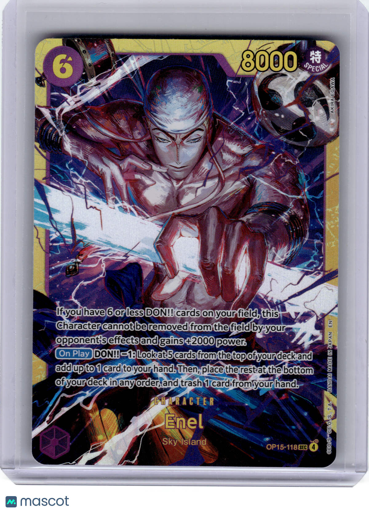 2026 One Piece Card Game—Enel #OP15-118 Adventure on Kami's Island—SEC Foil
