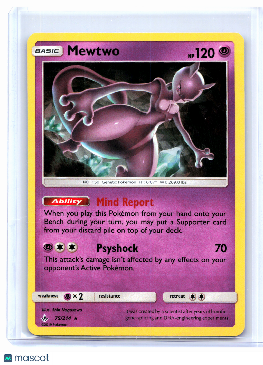 2019 Pokemon—Mewtwo #75/214 Unbroken Bonds—Cracked Ice Holo [Lightly Played]