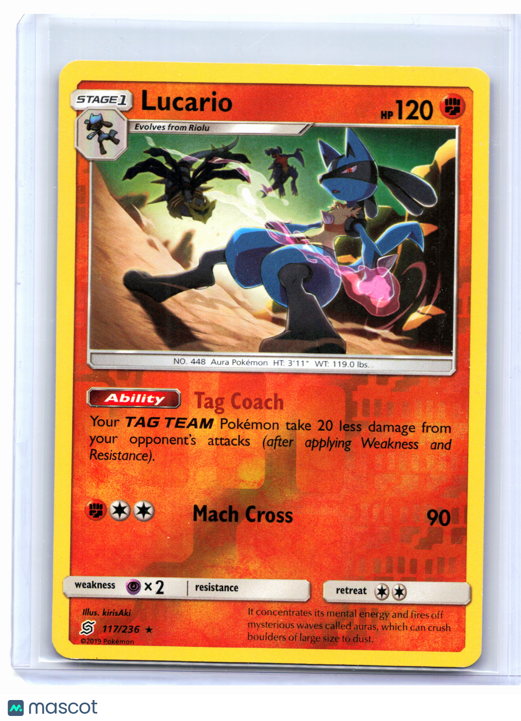 2019 Pokemon—Lucario #117/236 Unified Minds—Rare Reverse Holo [Lightly Played]