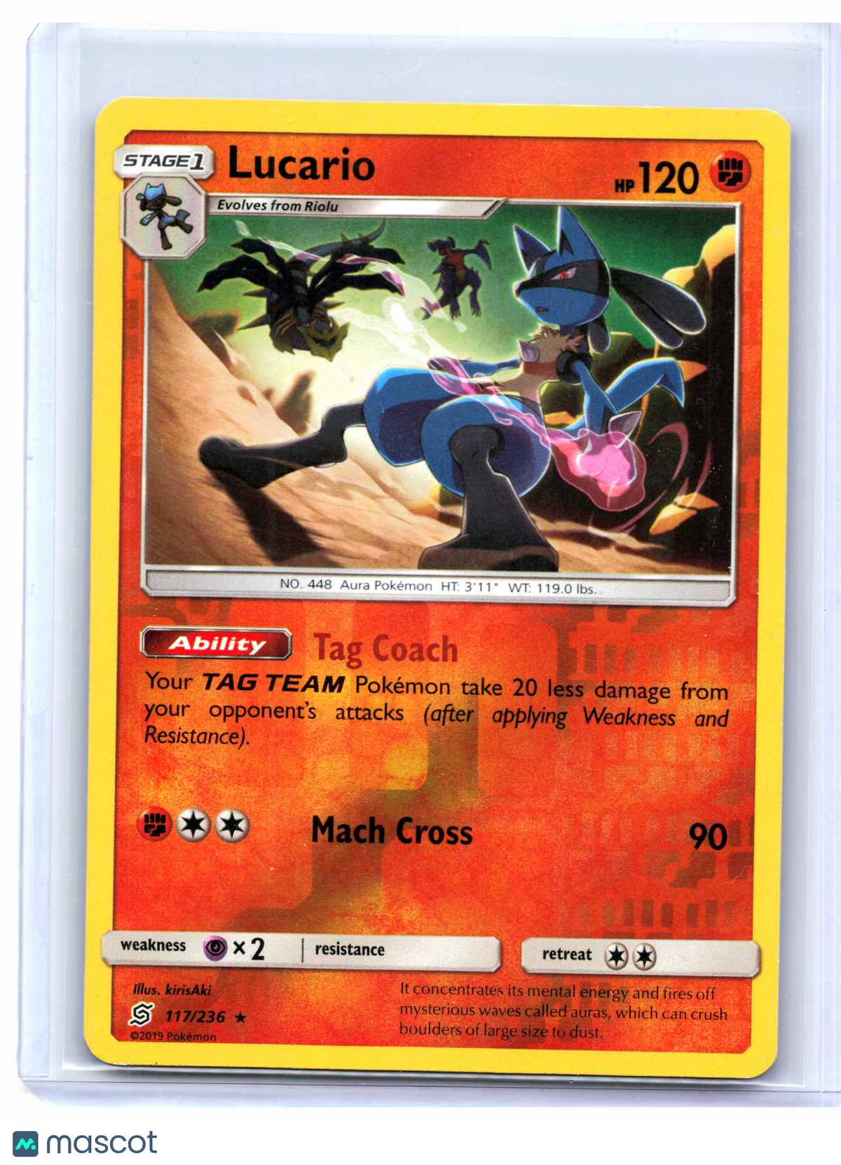 2019 Pokemon—Lucario #117/236 Unified Minds—Rare Reverse Holo [Lightly Played]