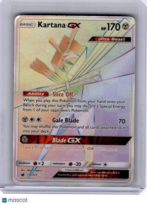 2017 Pokemon—Kartana GX #117 Crimson Invasion—Secret Rare Rainbow [Damaged]