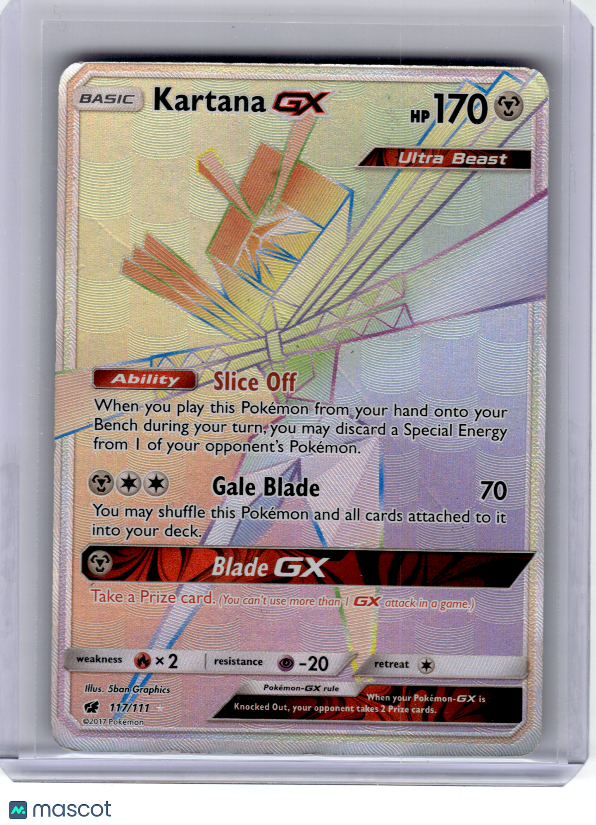 2017 Pokemon—Kartana GX #117 Crimson Invasion—Secret Rare Rainbow [Damaged]