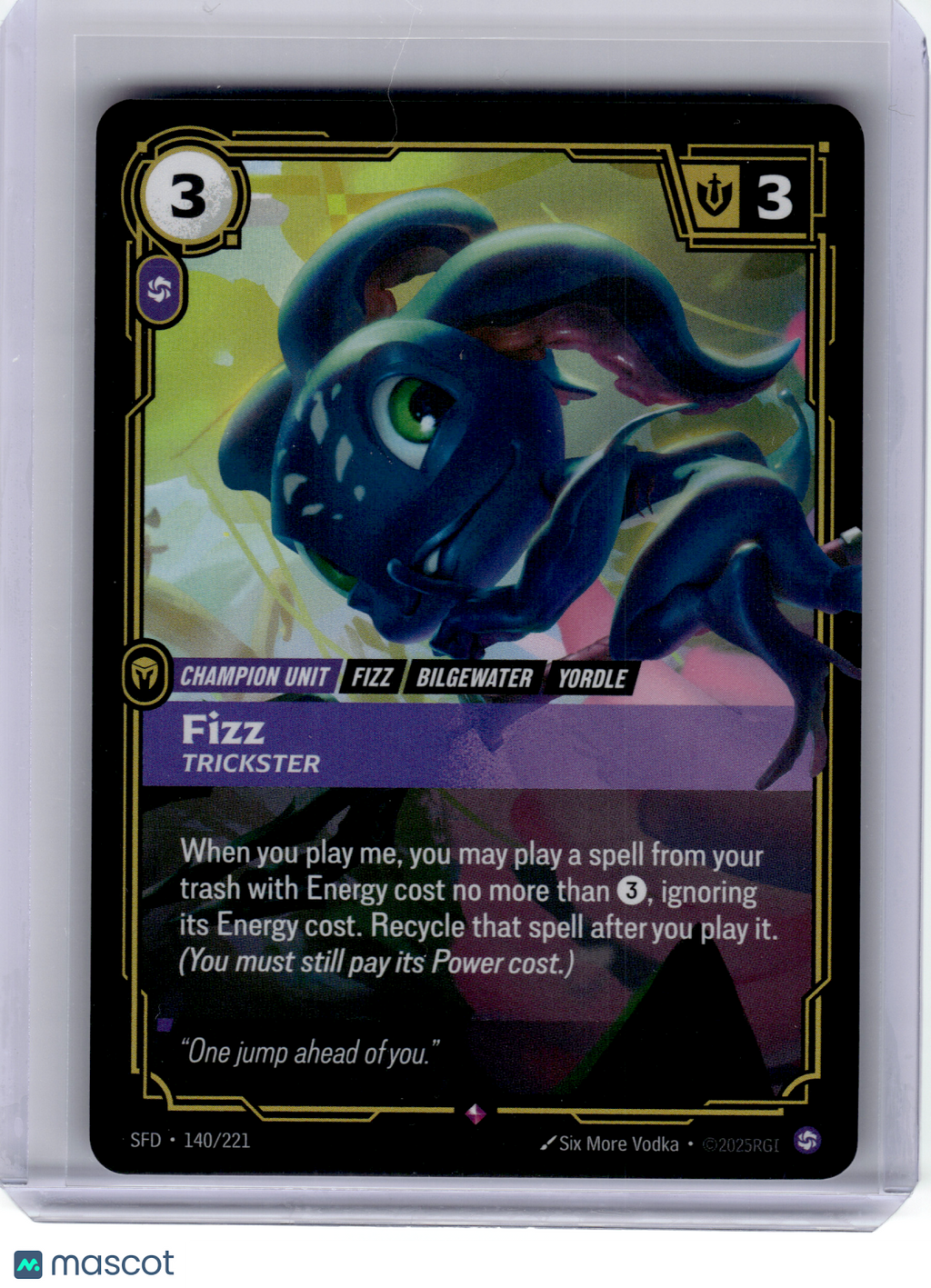 2026 Riftbound: LOL TCG—Fizz, Trickster #140 Spiritforged—Rare Foil