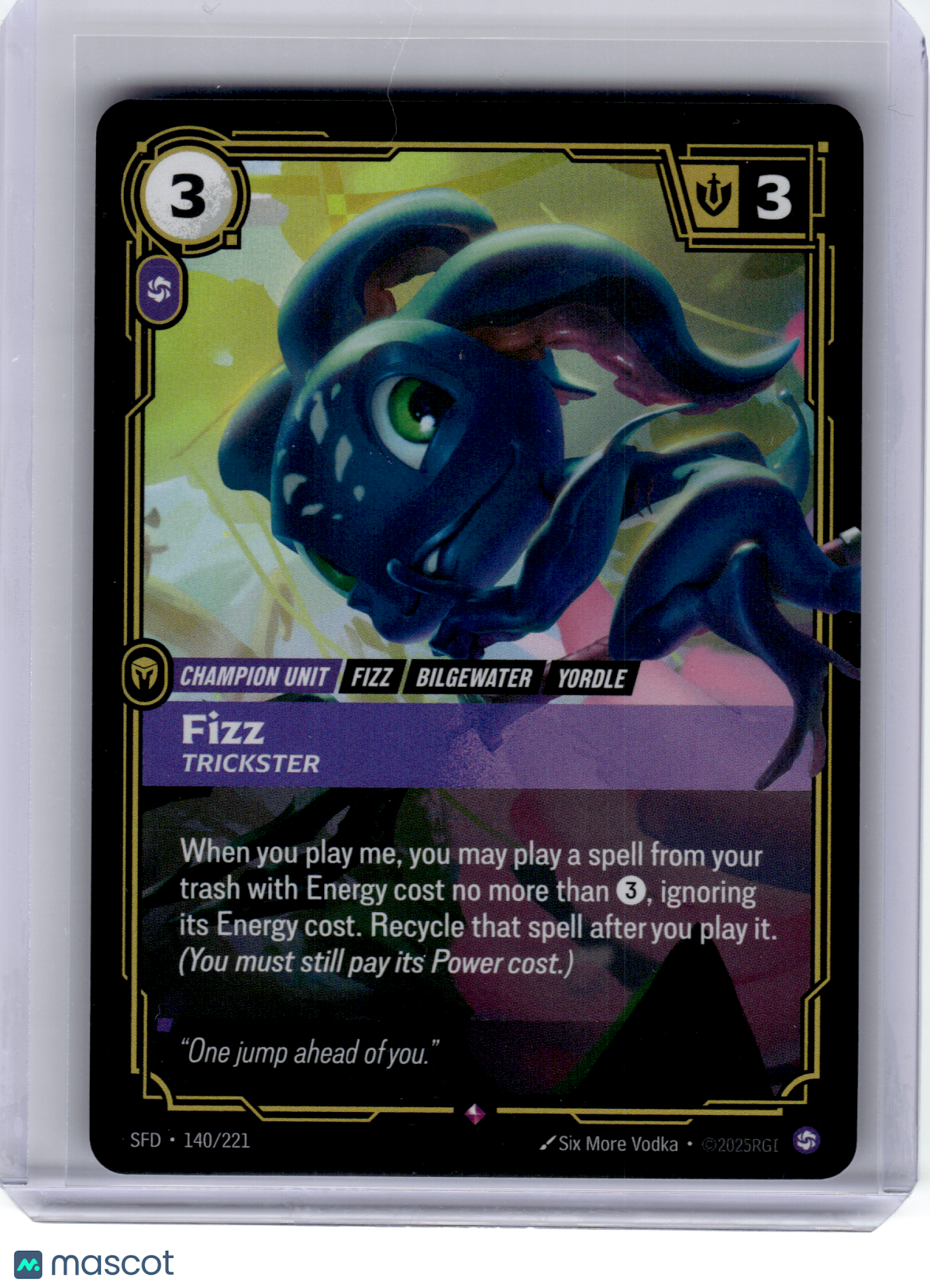 2026 Riftbound: LOL TCG—Fizz, Trickster #140 Spiritforged—Rare Foil