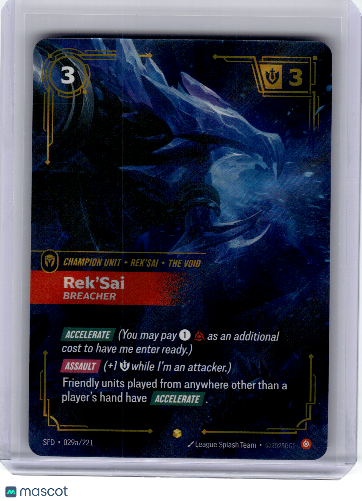 2026 Riftbound—Rek'Sai, Breacher #029a Spiritforged—Showcase Foil (Alt Art)