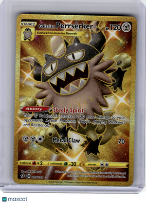 2020 Pokemon—Galarian Perrserker #205 Rebel Clash—Secret Rare Gold