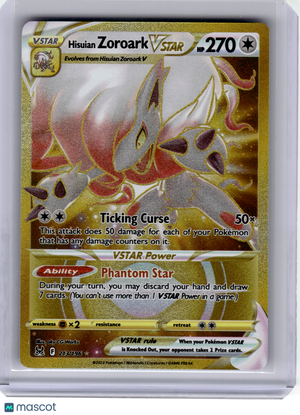 2022 Pokemon—Hisuian Zoroark VSTAR #213 Lost Origin—Secret Rare Gold