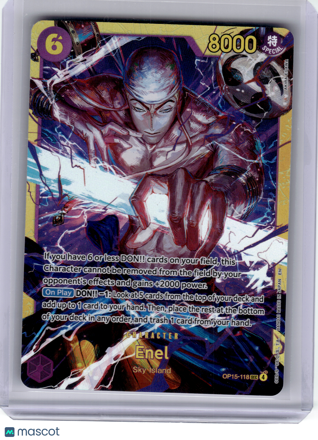 2026 One Piece Card Game—Enel #OP15-118 Adventure on Kami's Island—SEC Foil