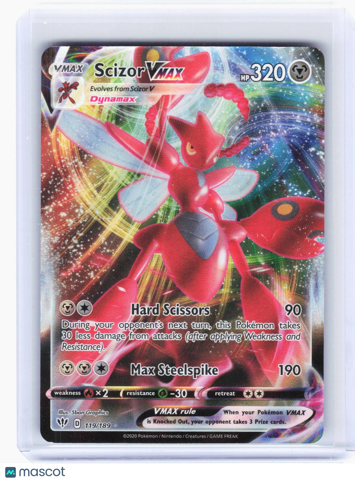 2020 Pokemon—Scizor VMAX #119/189 Darkness Ablaze—Ultra Rare Holo [HP]