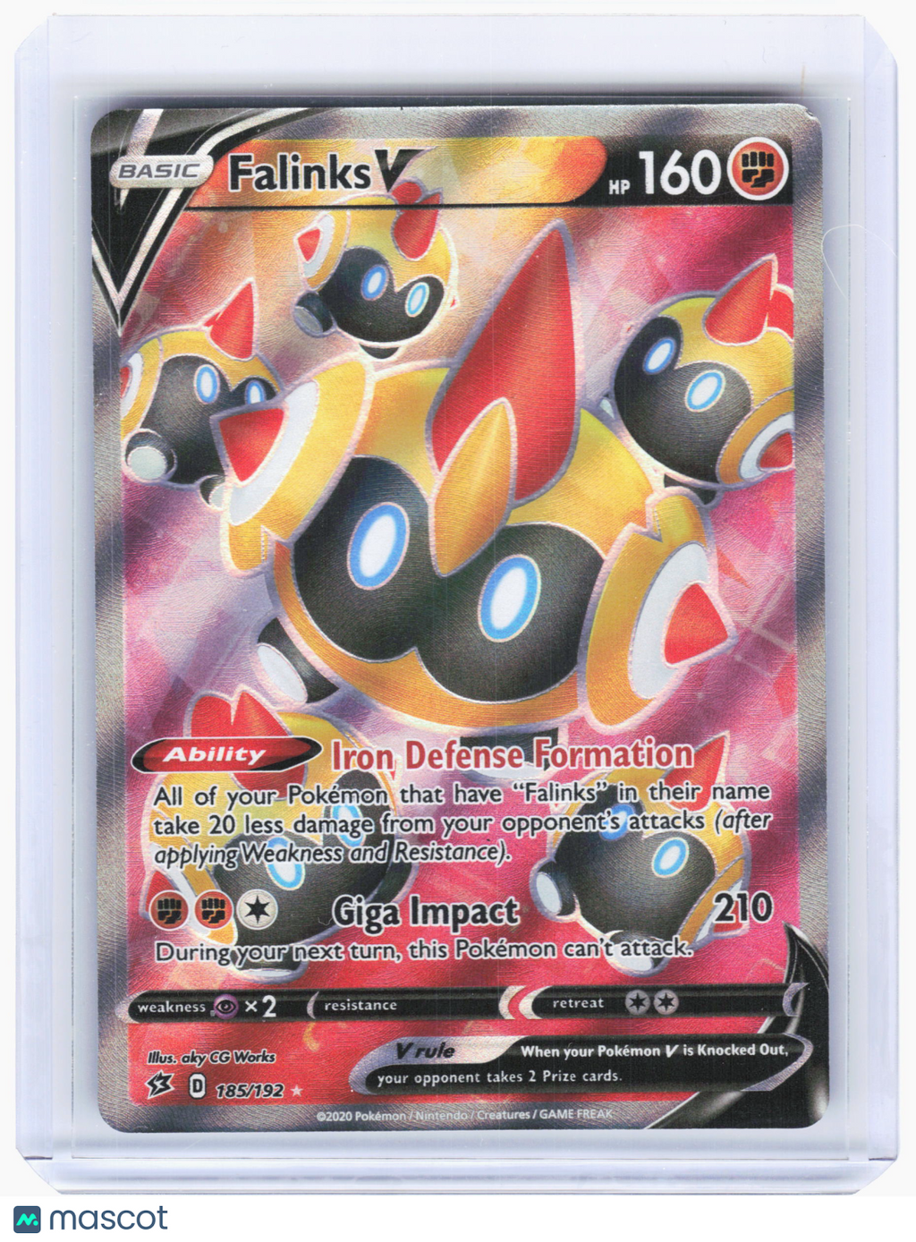 2020 Pokemon—Falinks V #185 Rebel Clash—Ultra Rare Holo