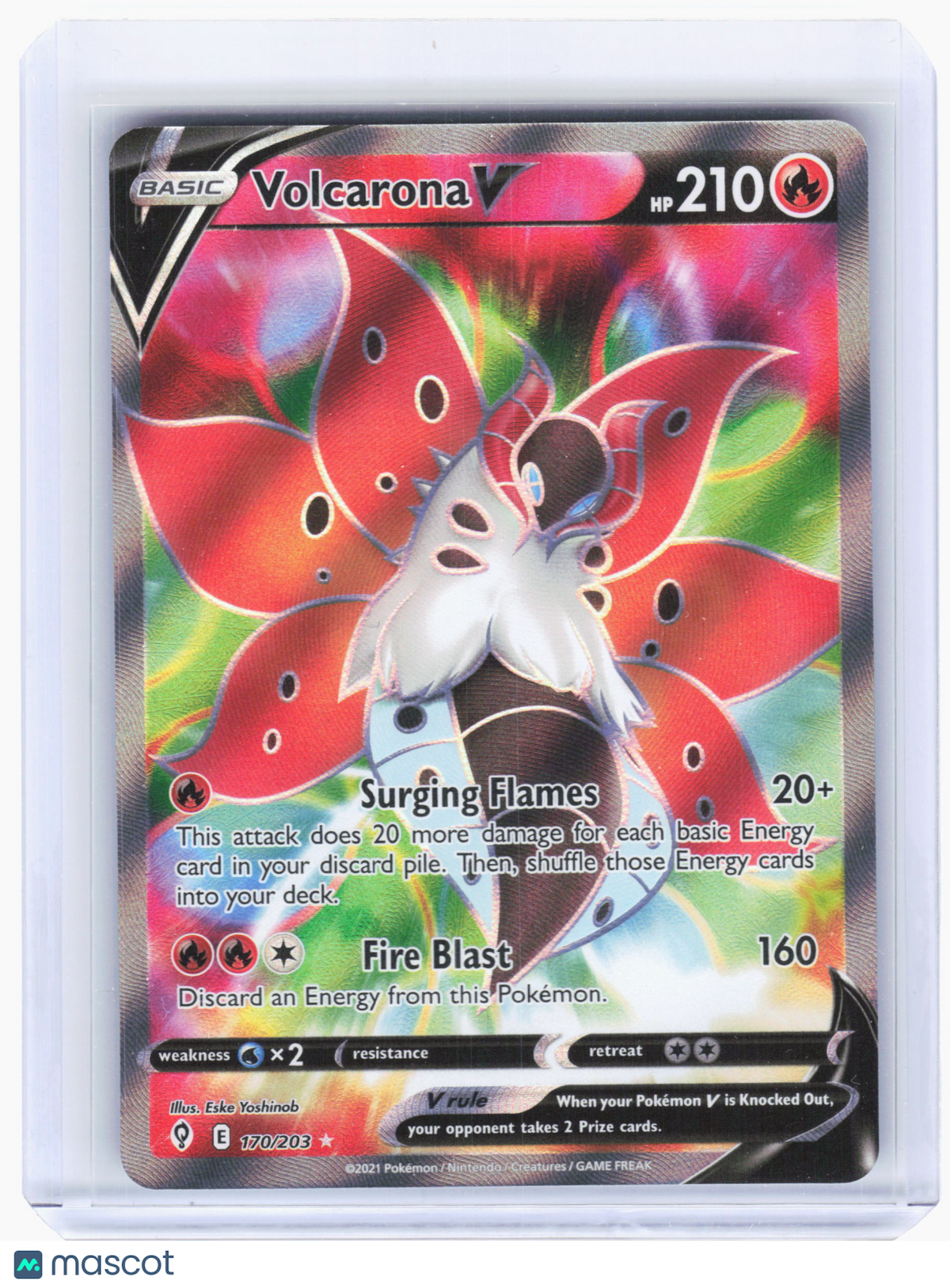 2021 Pokemon—Volcarona V #170 Evolving Skies—Ultra Rare Holo
