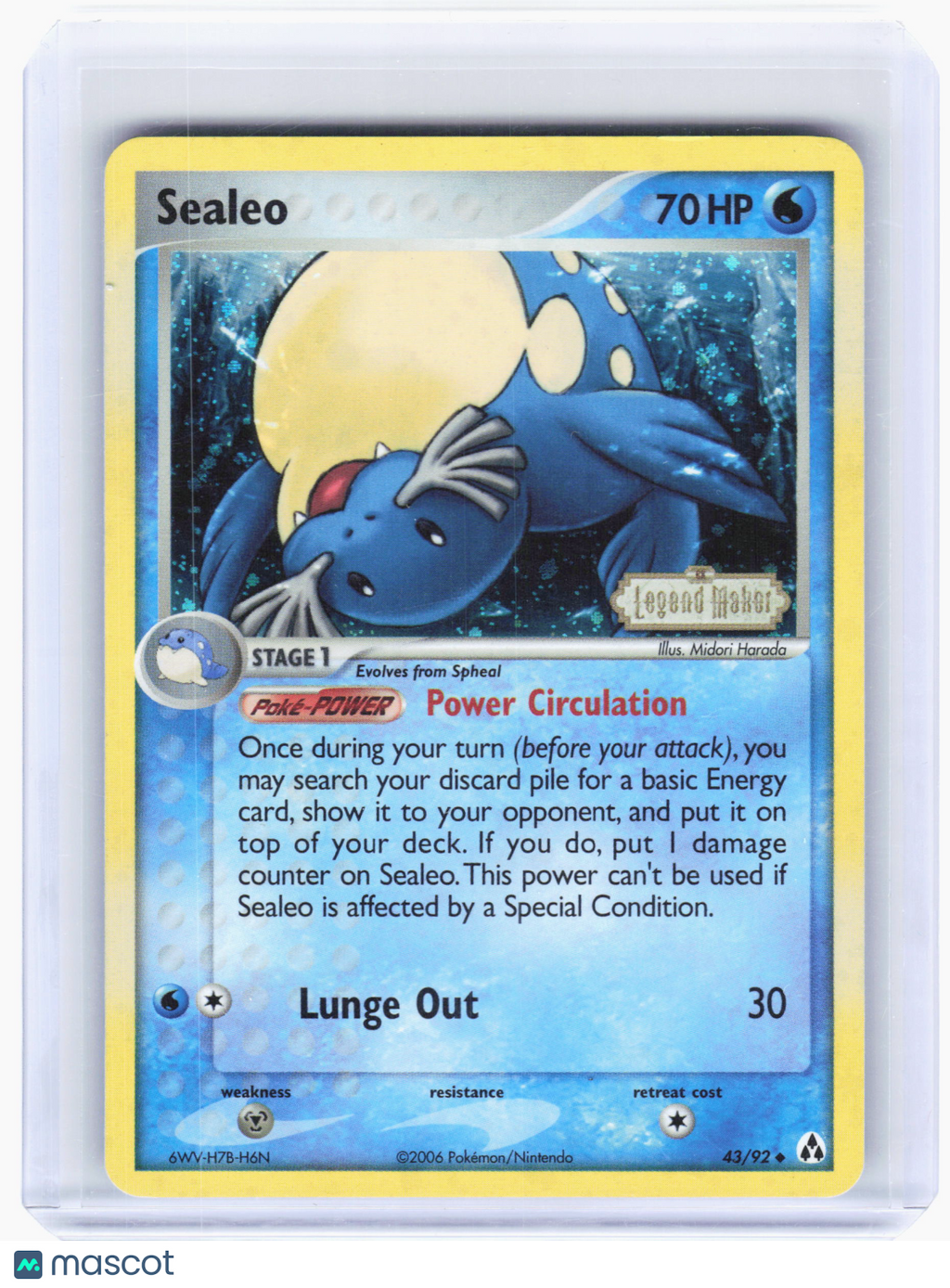 2006 Pokemon—Sealeo #43 EX Legend Maker—U Reverse Holo [Moderately Played]
