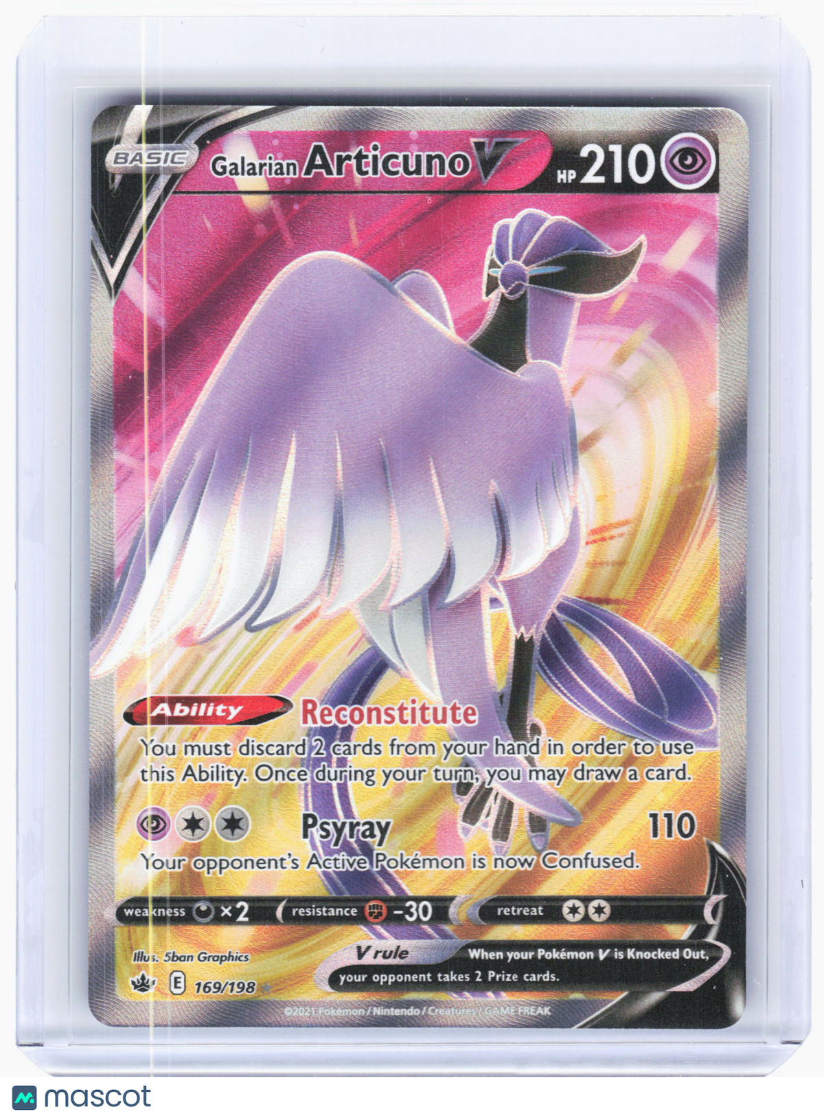 2021 Pokemon—Galarian Articuno V #169 Chilling Reign—Ultra Rare Holo