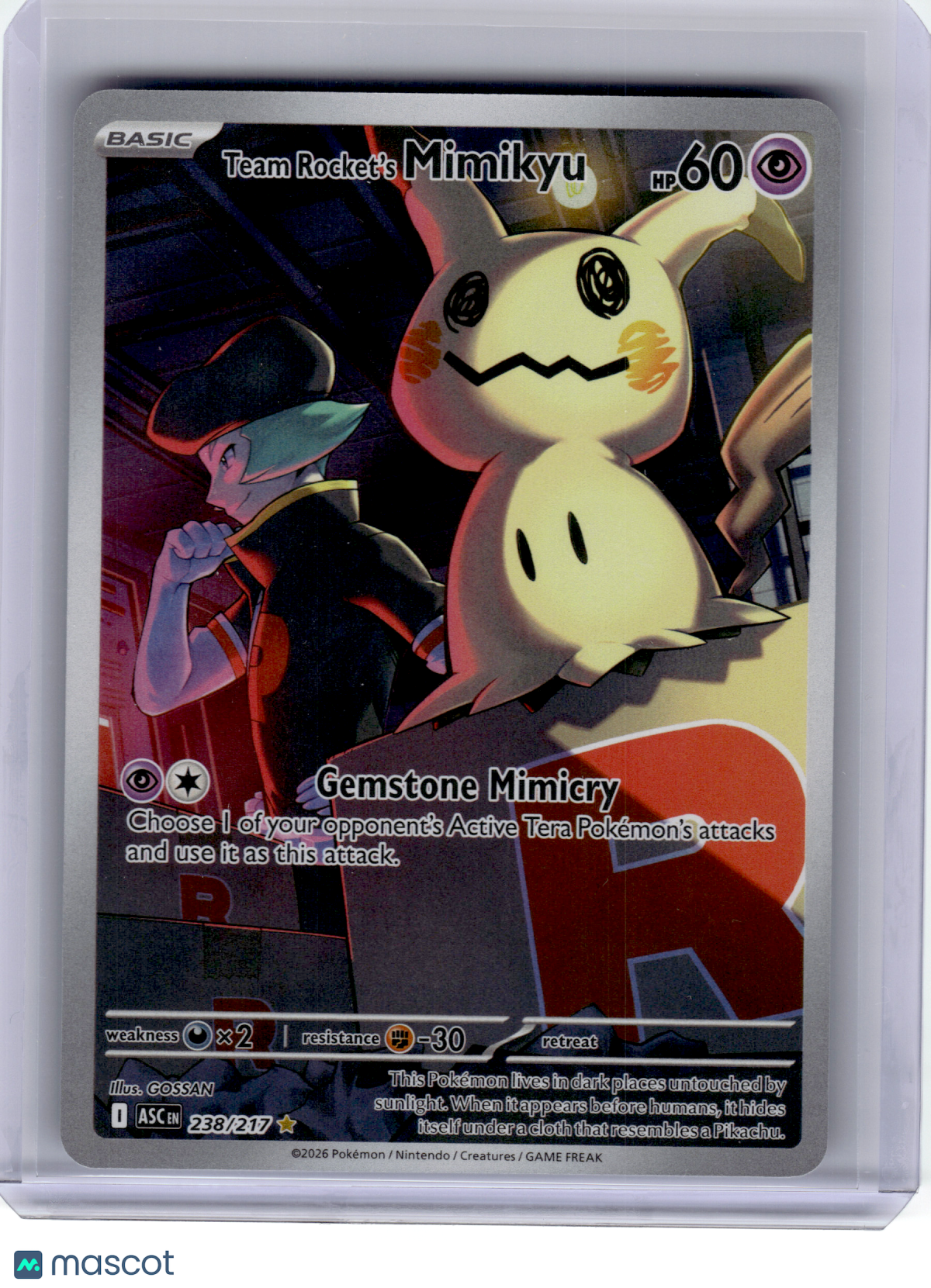 2026 Pokemon—Team Rocket's Mimikyu #238 Ascended Heroes—Illustration Rare Holo