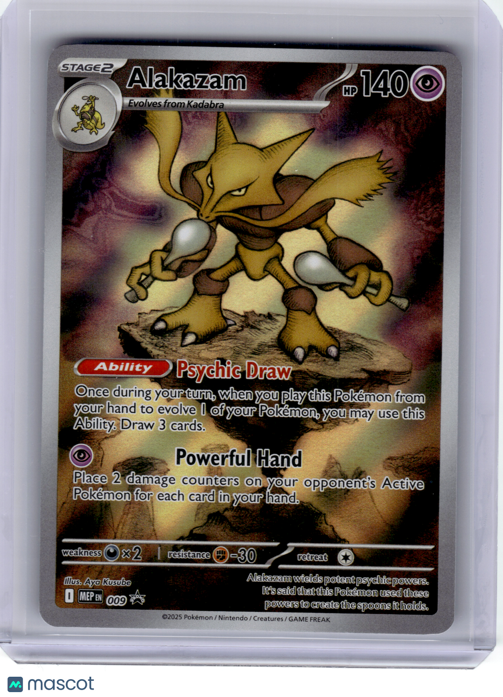 2025 Pokemon—Alakazam #09 Mega Evolution—Black Star Promo Holo