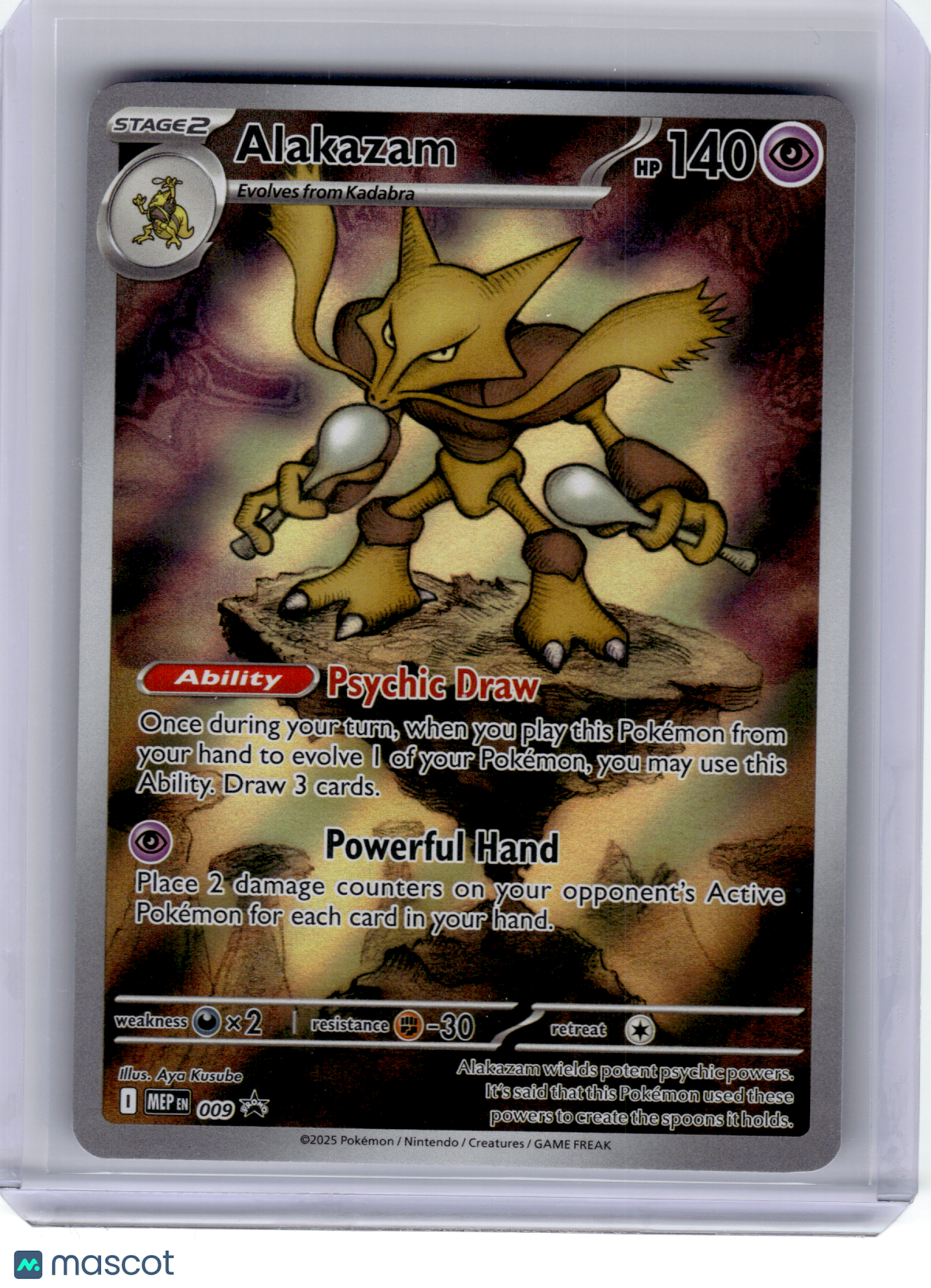 2025 Pokemon—Alakazam #09 Mega Evolution—Black Star Promo Holo