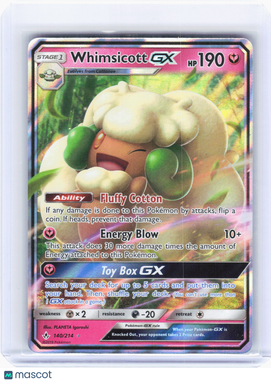 2019 Pokemon—Whimsicott GX #140 Unbroken Bonds—Ultra Rare Holo