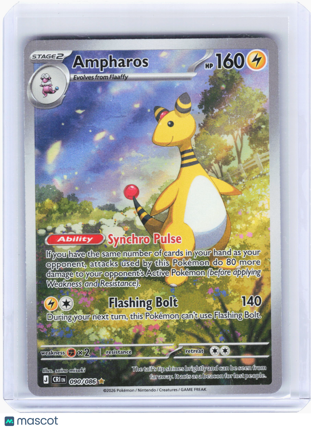 2026 Pokemon—Ampharos #90 Chaos Rising—Illustration Rare Holo