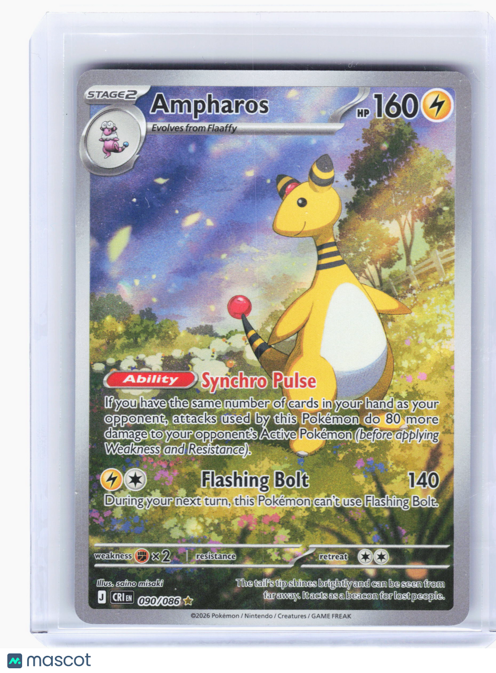 2026 Pokemon—Ampharos #90 Chaos Rising—Illustration Rare Holo