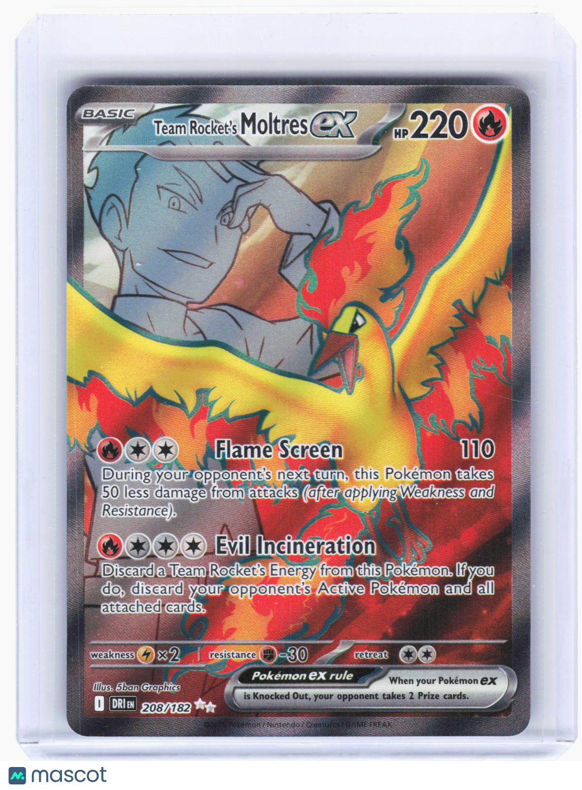 2025 Pokemon—Team Rocket's Moltres ex #208 Destined Rivals—Ultra Rare Holo