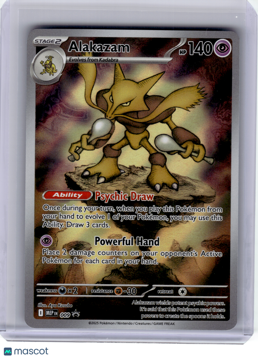 2025 Pokemon—Alakazam #009 Mega Evolution—Black Star Promo Holo