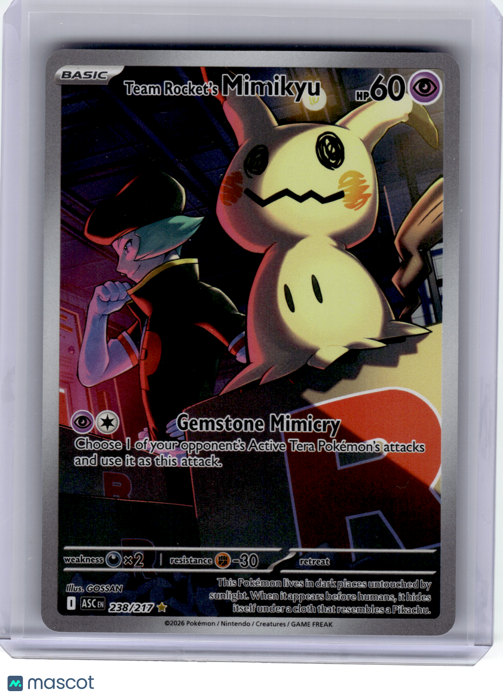 2026 Pokemon—Team Rocket's Mimikyu #238 Ascended Heroes—Illustration Rare Holo