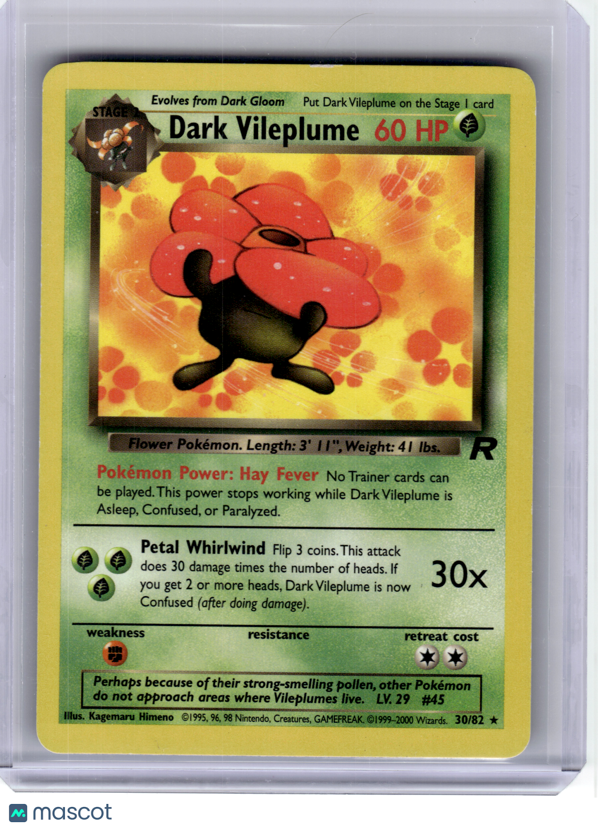 2000 Pokemon—Dark Vileplume #30 Team Rocket—Rare Non-Holo [Moderately Played]