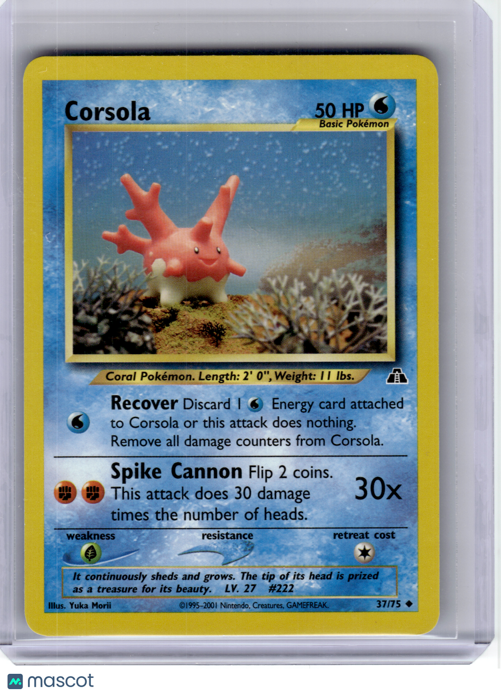2001 Pokemon—Corsola #37 Neo Discovery—Uncommon Non-Holo [Moderately Played]