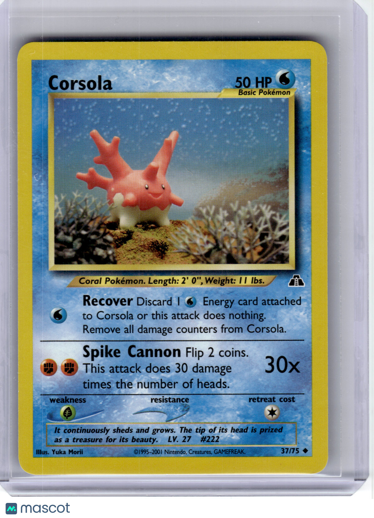 2001 Pokemon—Corsola #37 Neo Discovery—Uncommon Non-Holo [Moderately Played]