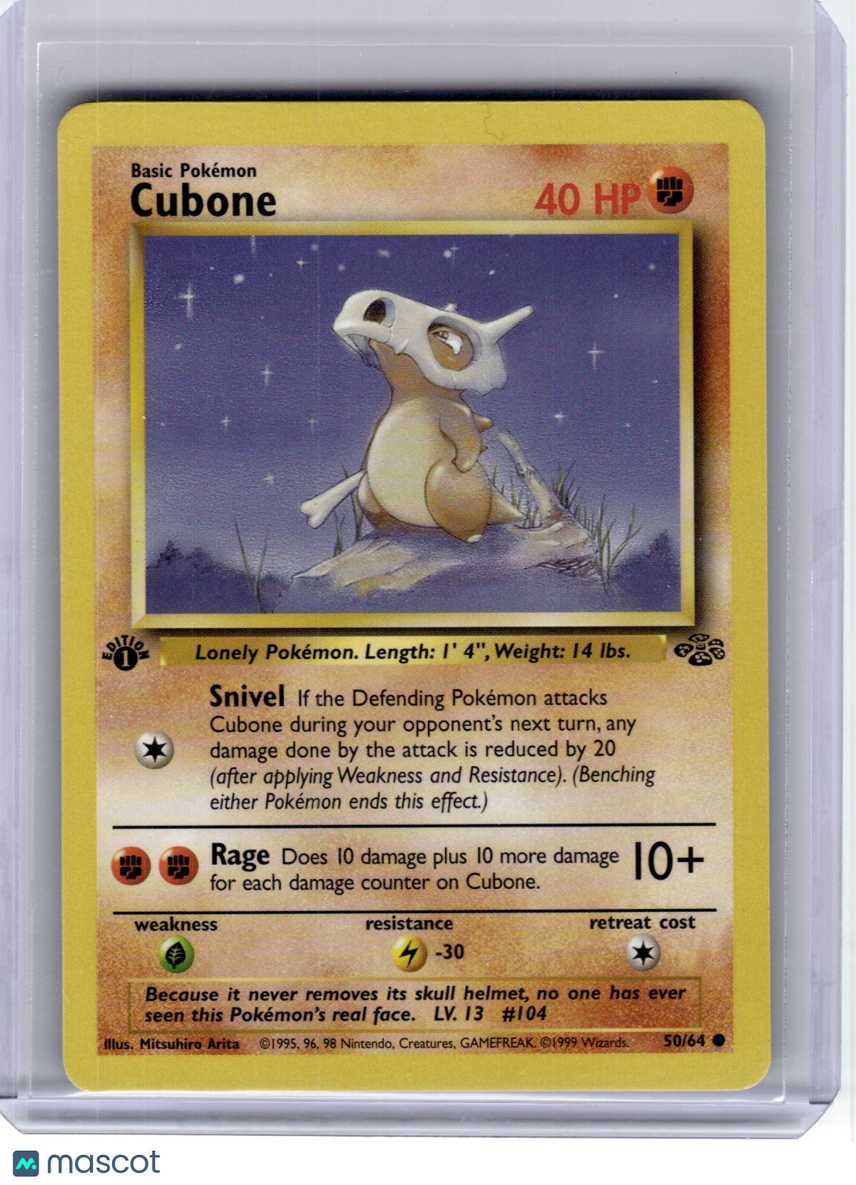 1999 Pokemon—Cubone #50 Jungle—Rare Non-Holo (1st Edition)