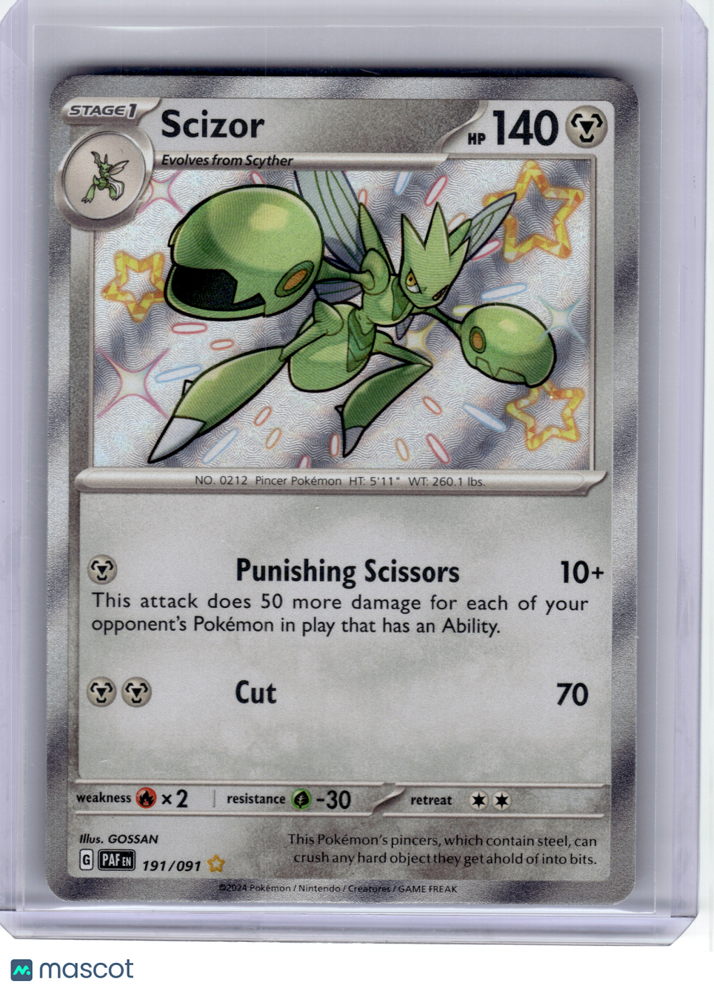 2024 Pokemon—Scizor #191 Paldean Fates—Shiny Rare Holo