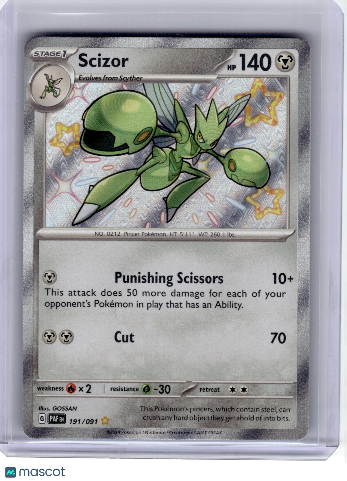 2024 Pokemon—Scizor #191 Paldean Fates—Shiny Rare Holo