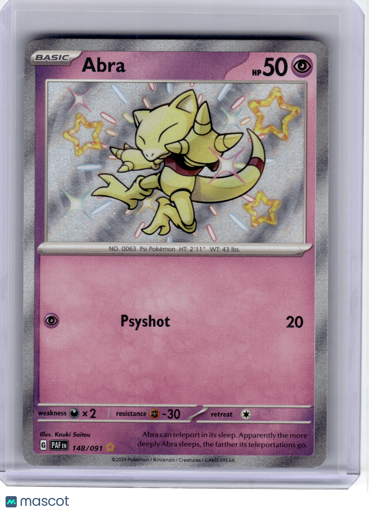 2024 Pokemon—Abra #148 Paldean Fates—Shiny Rare Holo [Moderately Played]