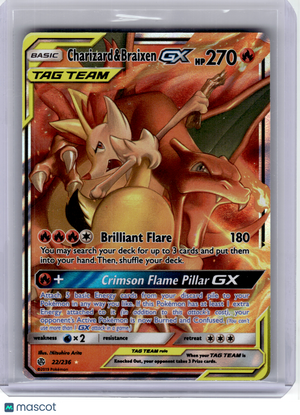 2019 Pokemon—Charizard & Braixen GX #22 Cosmic Eclipse—Ultra Rare Holo