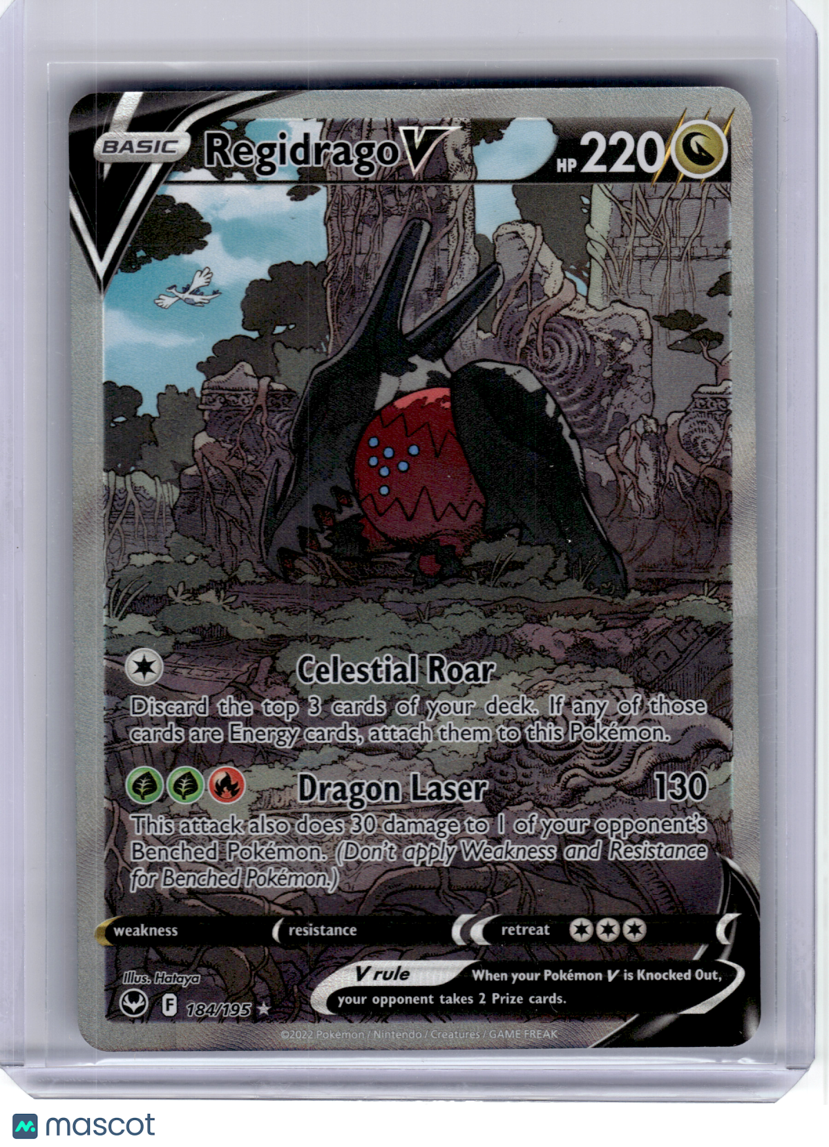 2022 Pokemon—Regidrago V #184 Silver Tempest—Ultra Rare Holo